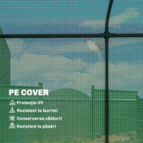 Outsunny Seră de balcon cu ușă rulabilă și 2 ferestre din plasă, seră pentru legume cu structură din oțel și husă PE, 200x75x188 cm, verde | Aosom Romania