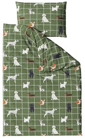 Lenjerie de pat din bumbac verde, WHITE DOGS