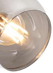 Plafoniera neagră 44,5 cm cu sticlă fumurie și lemn cu 3 lumini - Vidro