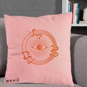 Perna Personalizata Ochiul Providentei Mistic Orange, 40x40 cm, Roz, Husa Detasabila, Perna Inclusa, BEKZ®