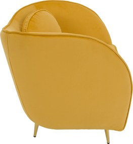 Fotoliu de design, ţesătură Velvet galbenă/gold crom auriu, EZIO