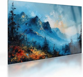 Tablou pe sticlă - Pictura munților (70x50 cm)