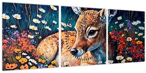 Tablou - Cerb pictat (cu ceas) (90x30 cm)