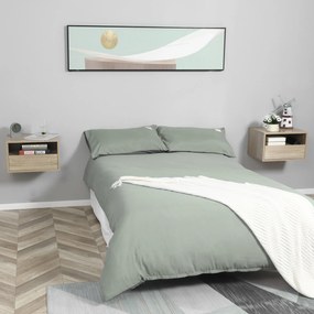HOMCOM Set de 2 Noptiere murale, Set de 2 Noptiere, Sertar culisant, Nisa, Blat, Panouri Particule Aspect stejar Deschis | Aosom Romania