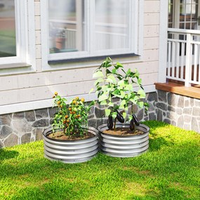 Outsunny Set 2 Paturi Înălțate de Gradină, Jardiniere Exterior cu Margine Protecție, Ideal pentru Flori și Legume, Design Ergonomic | Aosom Romania