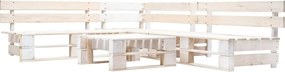 vidaXL Set mobilier de grădină din paleți, 4 piese, alb, lemn