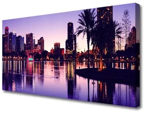 Tablou pe panza canvas Oraș Case Violet Negru
