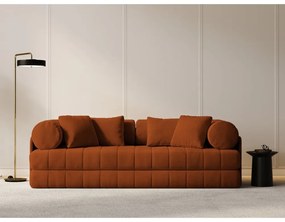 Canapea teracotă extensibilă cu tapițerie din catifea 206 cm Kemi – Cosmopolitan Design