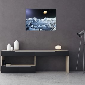 Tablou pe sticlă cu sat (70x50 cm)