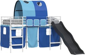 vidaXL Cadru de pat supraetajat pentru copii Alb și albastru Metal