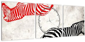 Tablou - Zebre (cu ceas) (90x30 cm)