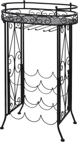 vidaXL Suport sticle de vin pentru 9 sticle, cu suport pahar, metal