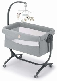 Patut cu leganare, Cullami, co-sleeper 2 in 1, Cu laterala culisanta, Cu setare unghiulara, Cu roti, Reglabil in 8 pozitii pe inaltime, Gri