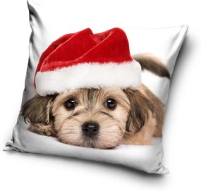 Câine Santa Hat husă de pernă 40x40 cm Catifea