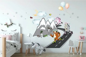 Autocolant de perete vesel pentru copii Skaters In The Mountains 100 x 200 cm