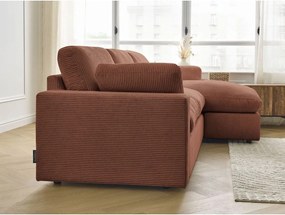 Colțar portocaliu cu tapițerie din catifea reiată Belair – Bobochic Paris