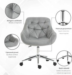 Vinsetto scaun ergonomic de birou, 59x58x80-90 cm, gri | Aosom Romania