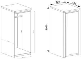 Dulap de haine Livia 02 (Stejar ribbeck + Alb lucios). 1057858
