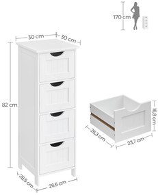 Dulap baie LEHAC 30x82 cm, albă