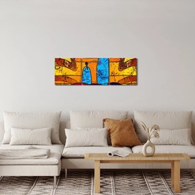 Tablou - Pictură străveche (cu ceas) (90x30 cm)