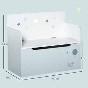 HOMCOM Bancă de Depozitare Portabilă pentru Jucării 2 în 1, Ladă cu Spătar pentru Copii de 3-6 Ani, 60x30x50 cm, Albastru | Aosom Romania