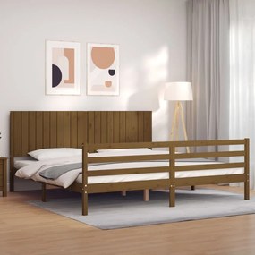 3194789 vidaXL Cadru pat cu tăblie, maro miere, 200x200 cm, lemn masiv