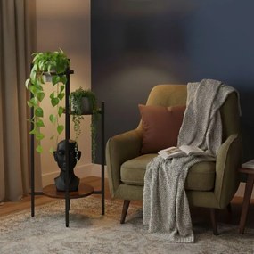 Suport pentru flori Loft - raft cu 3 etaje cu rafturi rotunde din lemn