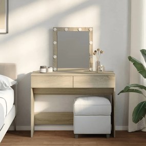 vidaXL Masă de toaletă cu LED, stejar sonoma, 100x40x130 cm