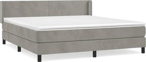 vidaXL Pat box spring cu saltea, gri deschis, 160x200 cm, catifea