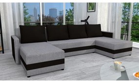 Colțar extensibil universal în U BRISTOL, tapițat, gri/negru