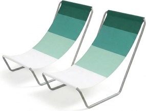 Set de 2 sezlonguri pliante pentru plaja SAND, dungi verzi