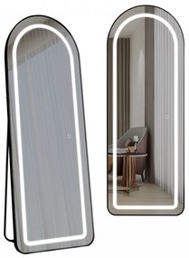 Oglinda LED Ovala 50x160 cm, Iluminare 3 Nuanțe, Touch Control & Design Premium Rama Neagra