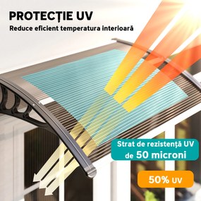 Outsunny Copertină Exterioară Impermeabilă și Anti-UV cu Placă Curbată, 75x120x23 cm, Maro și Negru | Aosom Romania