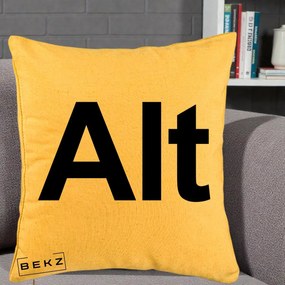 Perna Personalizata Tasta Alt Tipografie Bold, 40x40 cm, Galben, Husa Detasabila, Perna Inclusa, BEKZ®