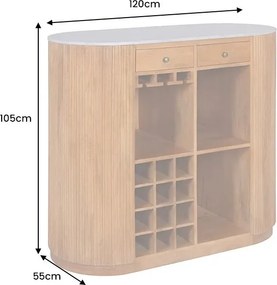 Bar din lemn de mango, marmura alba TRES CHIC 120cm