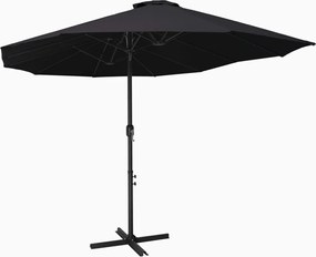 vidaXL Umbrelă de soare exterior cu stâlp aluminiu, negru, 460x270 cm