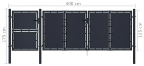 Poarta de gradina, antracit, 4 x 1,75 m, metal 4 x 1.75 m