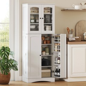 HOMCOM Dulap Bucătărie 162 cm, Credenza, Uși Acrilice Soft-Close, Rafturi, Alb. | Aosom Romania