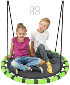 Balansoar AIYAPLAY pentru copii, suportă 150 kg, Ø100 x 180H cm, metal, spumă, negru | Aosom Romania