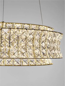Lustra suspendata LED auriu, cristale sticla CELYSIA 60cm