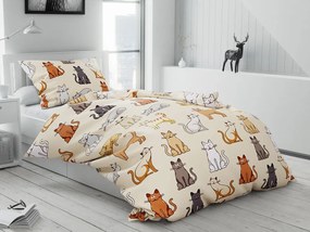 Lenjerie de pat din bumbac COLORED CATS BLEND crem Dimensiune lenjerie de pat: 70 x 90 cm | 140 x 200 cm