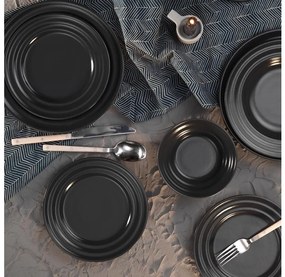 Set veselă 24 piese negru/porțelan