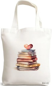 Sacosa de Panza pentru Cumparaturi, Geanta Tote, model Books 31 38 x 34.5 cm, Alba, BEKZ®