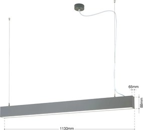 Lustra liniara aplicata/ suspendata LED CCT PALKKI 113cm, argintiu