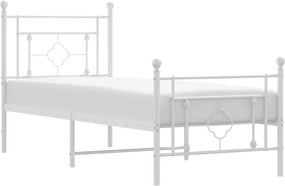vidaXL Cadru de pat metalic cu tăblie de cap/picioare, alb, 80x200 cm