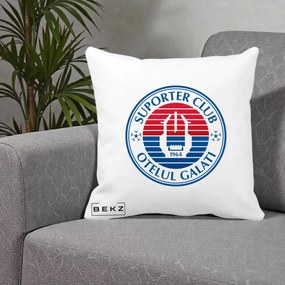 Perna Personalizata Otelul Galati Suporter Club 1964, 40x40 cm, Alba Mata, Husa Detasabila, Perna Inclusa, BEKZ®