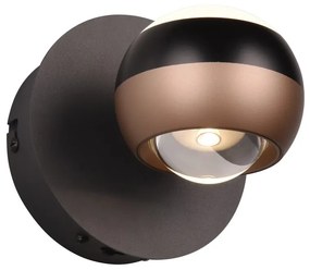 Aplică de perete negru-arămiu LED ø 10 cm Orbit – Trio Select