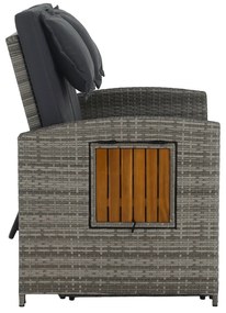 Canapea de grădină din rattan MALORY, gri/natural