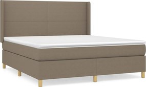 vidaXL Pat continental cu saltea, gri taupe, 180x200 cm, textil