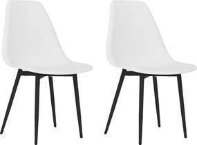 vidaXL Scaune de bucătărie, 2 buc., alb, PP
